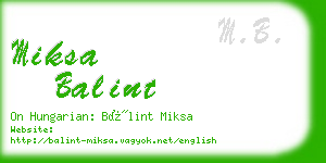 miksa balint business card